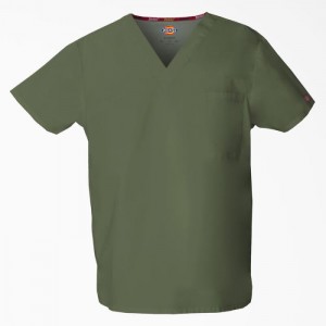 Dickies EDS Signature V-Neck Scrub Top Masline Verzi Verzi | VKXQ1704