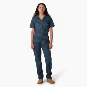 Dickies FLEX Cooling Scurte Sleeve Coveralls Albastri | RXXM0443