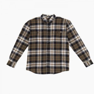 Dickies FLEX Long Sleeve Flannel Shirt Masline Verzi Inchis Negrii | FDWH2911