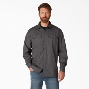 Dickies FLEX Ripstop Long Sleeve Shirt Rinsed Slate | WYJR7213