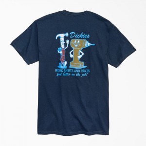 Dickies Feel Better On The Job Grafice T-Shirt Bleumarin | NFCN1043