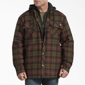 Dickies Flannel Cu Glugă Shirt Jacket Ciocolata Verzi | EITT7841