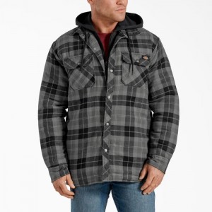 Dickies Flannel Cu Glugă Shirt Jacket Gri Inchis | GQUO3429