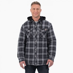 Dickies Flannel Cu Glugă Shirt Jacket Negrii Gri | DBNK5145
