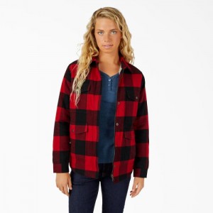 Dickies Flannel High Pile Fleece Captusite Chore Coat Rosii | ZIND3418
