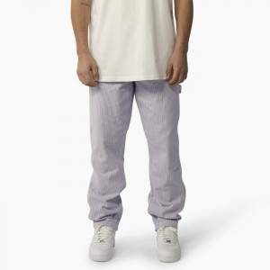 Dickies Garyville Regular Fit Hickory Stripe Carpenter Pants Violet | HBDZ0229