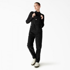 Dickies Halleyville Corduroy Bib Overalls Negrii | UGEZ0153