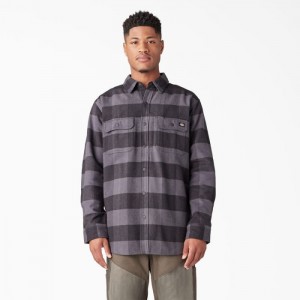 Dickies Heavyweight Brawny Flannel Shirt Gri Negrii | ZGJN7132