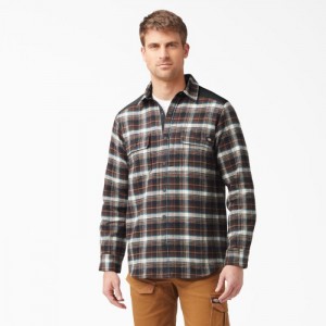 Dickies Heavyweight Brawny Flannel Shirt Ciocolata Maro | KXEI7011