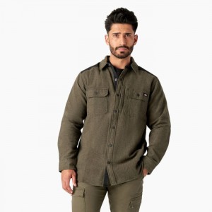 Dickies Heavyweight Brawny Flannel Shirt Verzi Negrii | MTTW0023