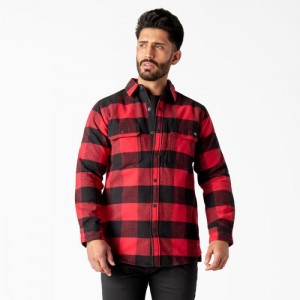 Dickies Heavyweight Brawny Flannel Shirt Rosii Negrii | TGAI6796