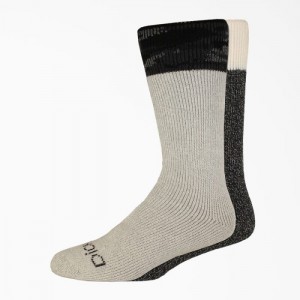 Dickies Heavyweight Charcoal Fiber Crew Socks, Size 6-12, 2-Pack Gri Negrii | CWIH5831
