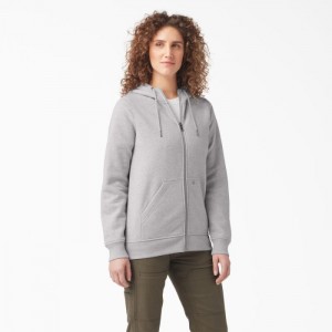Dickies Heavyweight Full-Zip Fleece Hoodie Gri | HJEN1365