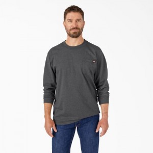 Dickies Heavyweight Heathered Long Sleeve Pocket T-Shirt Gri | GVMU6291