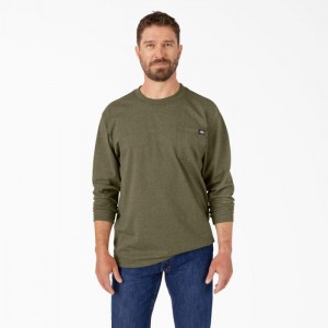 Dickies Heavyweight Heathered Long Sleeve Pocket T-Shirt Verzi | JYHG2225