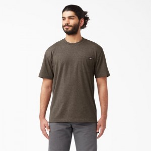 Dickies Heavyweight Heathered Scurte Sleeve Pocket T-Shirt Ciocolata | TGZR4202