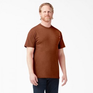Dickies Heavyweight Heathered Scurte Sleeve Pocket T-Shirt Rosii | QJRO5593