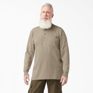 Dickies Heavyweight Long Sleeve Henley T-Shirt Maro | UUVG2598