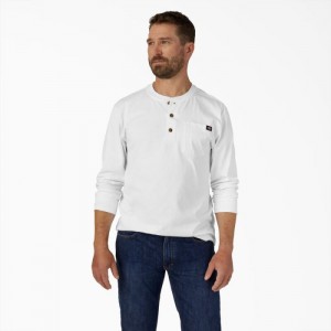 Dickies Heavyweight Long Sleeve Henley T-Shirt Albi | FASC0134
