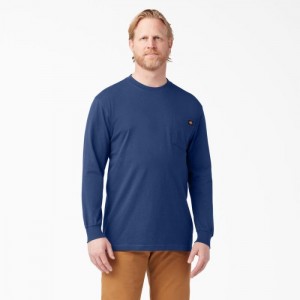 Dickies Heavyweight Long Sleeve Pocket T-Shirt Albastri Inchis | XFBT2663