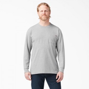 Dickies Heavyweight Long Sleeve Pocket T-Shirt Gri | XOCL3807