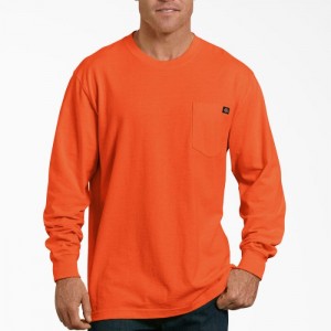 Dickies Heavyweight Neon Long Sleeve Pocket T-Shirt Portocalii Deschis | LICB3849