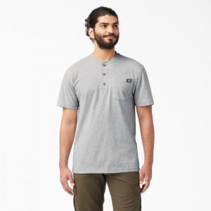 Dickies Heavyweight Scurte Sleeve Henley T-Shirt Gri | EYFS7341