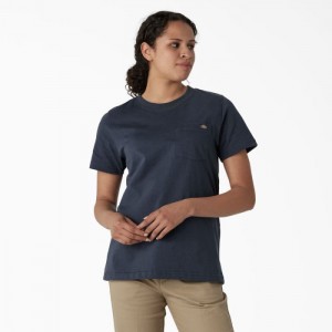 Dickies Heavyweight Scurte Sleeve Pocket T-Shirt Albastri | IHXC9718
