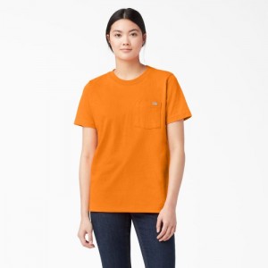 Dickies Heavyweight Scurte Sleeve Pocket T-Shirt Portocalii | VXXO8765