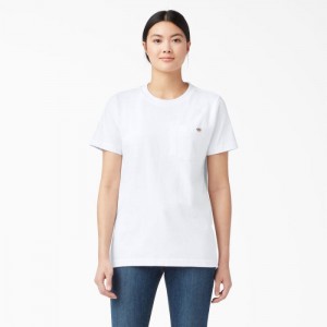 Dickies Heavyweight Scurte Sleeve Pocket T-Shirt Albi | IAZI3746