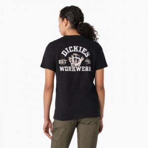 Dickies Heavyweight Workwear Grafice T-Shirt Negrii | AWPL3665