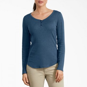 Dickies Henley Long Sleeve Shirt Albastri Inchis | PXXP0552