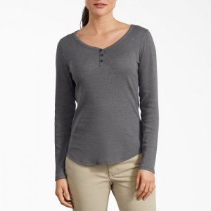 Dickies Henley Long Sleeve Shirt Gri Inchis | CHRS1166
