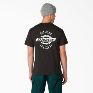 Dickies Heritage Grafice T-Shirt Negrii | EFKL6127