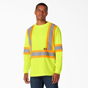 Dickies Hi Vis Protecție Long Sleeve T-Shirt Galbeni | WGJU0136