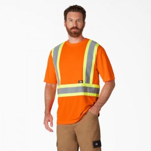 Dickies Hi Vis Protecție Scurte Sleeve T-Shirt Portocalii | PJGL9829