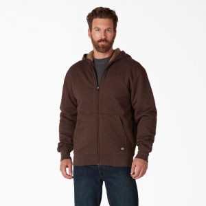 Dickies High Pile Fleece Captusite Full Zip Hoodie Ciocolata | SJFU5121