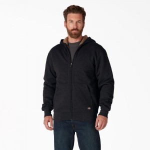 Dickies High Pile Fleece Captusite Full Zip Hoodie Negrii | FAKV6453