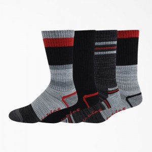 Dickies In Dungi Crew Socks, Size 6-12, 4-Pack Rosii Gri | KTKS1085