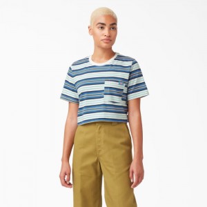 Dickies In Dungi Cropped Pocket T-Shirt Albastri Inchis | RNBV1755