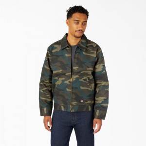 Dickies Insulated Eisenhower Jacket Verzi Camuflaj | CYTM9476