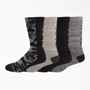 Dickies Logo Camo Crew Socks, Size 6-12, 4-Pack Maro Negrii Camuflaj | UOTT9956