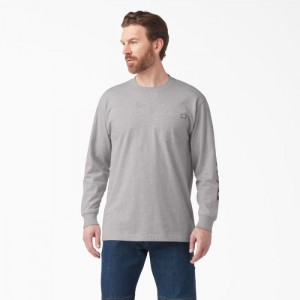 Dickies Logo Grafice Long Sleeve Pocket T-Shirt Gri | WGGN8235