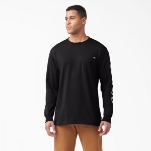 Dickies Logo Grafice Long Sleeve Pocket T-Shirt Negrii | BWTY2799