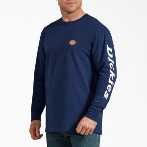 Dickies Long-Sleeve Grafice T-Shirt Albastri Inchis | BUXU4077