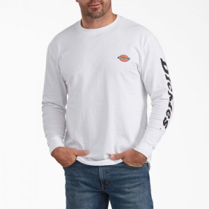 Dickies Long-Sleeve Grafice T-Shirt Albi | BDXC1622