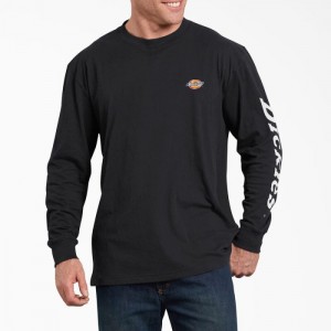 Dickies Long-Sleeve Grafice T-Shirt Negrii | XZVJ3450