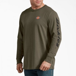Dickies Long-Sleeve Grafice T-Shirt Verzi | XSVE8306