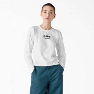 Dickies Long Sleeve Grafice T-Shirt Albi | PTTK0483