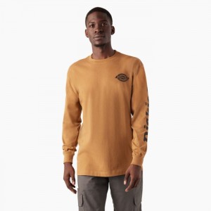 Dickies Long Sleeve Heavyweight Logo T-Shirt Maro | QVDY3518